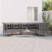 8 pcs conjunto lounge de jardim c/ almofadões vime PE cinzento
