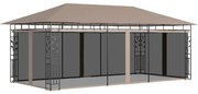 vidaXL Gazebo c/ rede mosquiteira 6x3x2,73m 180 g/m² cinza-acastanhado