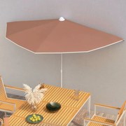 vidaXL Guarda-sol semicircular com mastro 180x90 cm terracota