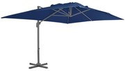 Guarda-sol cantilever com poste alumínio 4x3 m azul-ciano