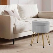 Banco com espaço de arrumação e 4 pernas metálicas cinzento