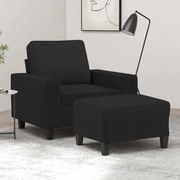 vidaXL Poltrona com apoio de pés 60 cm tecido preto