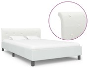 vidaXL Estrutura de cama 120x200 cm couro artificial branco