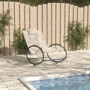 vidaXL Espreguiçadeira com almofada aço e textilene cor creme