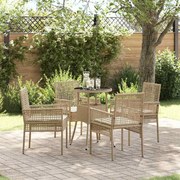 vidaXL Conjunto de Jantar de Jardim com 5 Peças e Rattan Sintético Bege
