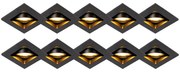 Conjunto de 10 focos embutidos pretos ajustáveis - Qure