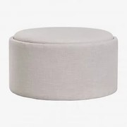 Pufe Redondo Estofado Berkeleni Com Bandeja E Armazenamento Ø80 Cm & Linho Beige Creme - Sklum
