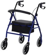 HOMCOM Andador para Adultos Dobrável com Armazenamento Assento e Travão 65x53x79-89cm Azul e Preto | Aosom Portugal