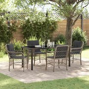 vidaXL Conjunto de Jantar de Jardim com 5 Peças e Almofadas Cinza Claro em Rattan Sintético