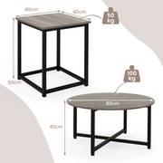 Conjunto de mesa de centro de 3 peças com estrutura de metal resistente - branco