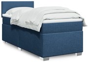 vidaXL Cama com molas/colchão 90x190 cm tecido azul