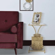 MESA APOIO GLAM 40X35X60 CM DOURADA E MULTICOLORIDA