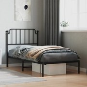 vidaXL Estrutura de cama com cabeceira 90x190 cm metal preto