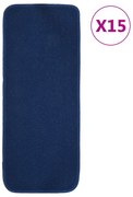 vidaXL Tapetes antiderrapantes p/ escadas 15 pcs 60x25 cm azul marinho