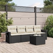 vidaXL 5 pcs conjunto sofás de jardim com almofadões vime PE preto