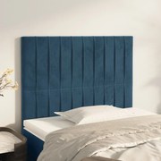 Cabeceira de cama 2 pcs veludo 100x5x78/88 cm azul-escuro