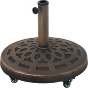 Outsunny Base para Guarda-sol em Resina de 21 kg Redonda com Rodas e Freios Bronze | Aosom Portugal