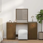 vidaXL Conjunto de toucador com espelho pinho maciço castanho mel