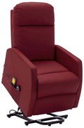 vidaXL Poltrona massagens elevatória couro artificial vermelho tinto