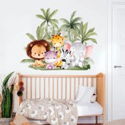 Autocolante de parede para quarto de criança – Animais de safari na natureza