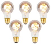 Conjunto de 5 lâmpadas LED espiral E27 A60 fumadas 4W 120 lm 1800K