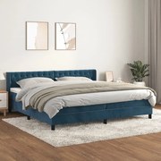 vidaXL Cama com molas/colchão 200x200 cm veludo azul-escuro