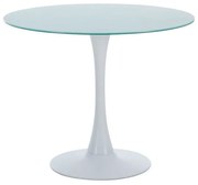 Mesa de Bar TUL – Ø90x72 cm – Vidro Branco e Base Metálica