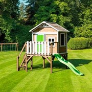 Casa de brincar para crianças Com escorrega 200 x 3,15 cm x 2,58 cm de madeira em painéis FLAM elevada 90 Verde