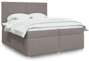 vidaXL Cama com molas/colchão 200x200 cm tecido castanho-acinzentado