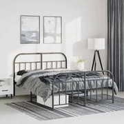 vidaXL Estrutura de cama com cabeceira e pés 135x190 cm metal preto