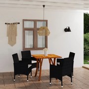 5 pcs conjunto de jantar para jardim preto