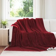 vidaXL Cobertor Vermelho Bordeaux 220 x 240 cm Lã
