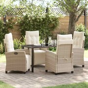 vidaXL Conjunto de Jantar para Jardim com almofada 5 pcs Bege vime PE