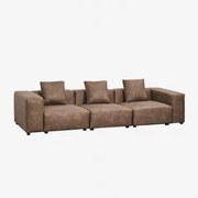 Sofá Modular De 3 Peças (↔︎315 Cm) Com Apoio De Braço Alto Bruna Camurça Café Castanho - Sklum