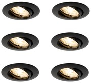 Conjunto de 6 Focos de Embutir Pretos GU10 35mm - Edu