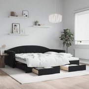 vidaXL Sofá-cama com gavetão e gavetas 100x200 cm veludo preto