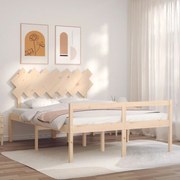 Estrutura de cama com cabeceira 140x200 cm madeira maciça