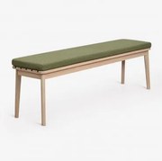 Banco 160 Cm Em Madeira De Acácia E Tecido Kaela Marrom Acácia Claro & Bouclé Verde Sálvia - Sklum