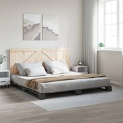 vidaXL Estrutura de cama com cabeceira 200x200 cm pinho maciço cinza