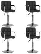 vidaXL Cadeiras de jantar giratórias 4 pcs couro artificial preto
