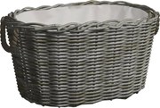 vidaXL Cesto para lenha com pegas 59x42x28 cm salgueiro cinzento