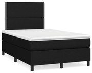 vidaXL Cama box spring c/ colchão e LED 120x190 cm tecido preto