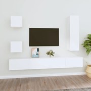 Conjunto móveis de TV 5 pcs madeira processada branco