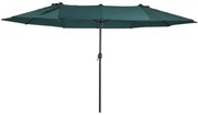 Outsunny Chapéu de Sol Duplo 4,6x2,4m Chapéu de Sol de Jardim com Mani