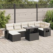 vidaXL 8 pcs conjunto sofás de jardim com almofadões vime PE preto