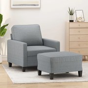 vidaXL Poltrona com apoio de pés 60 cm tecido cinzento-claro