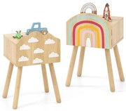 Mesa de atividades para crianças com 2 cadeiras e 1 banco de armazenamento