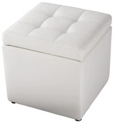 Banco de arrumação pufe com tampa estanque em PU para hall de entrada quarto 40 x 40 x 40 cm Branco