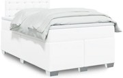 Cama com molas/colchão 120x200 cm couro artificial branco