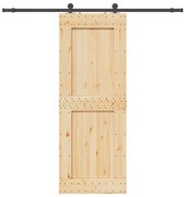 vidaXL Porta de correr com ferragens 85x210 cm madeira de pinho maciça